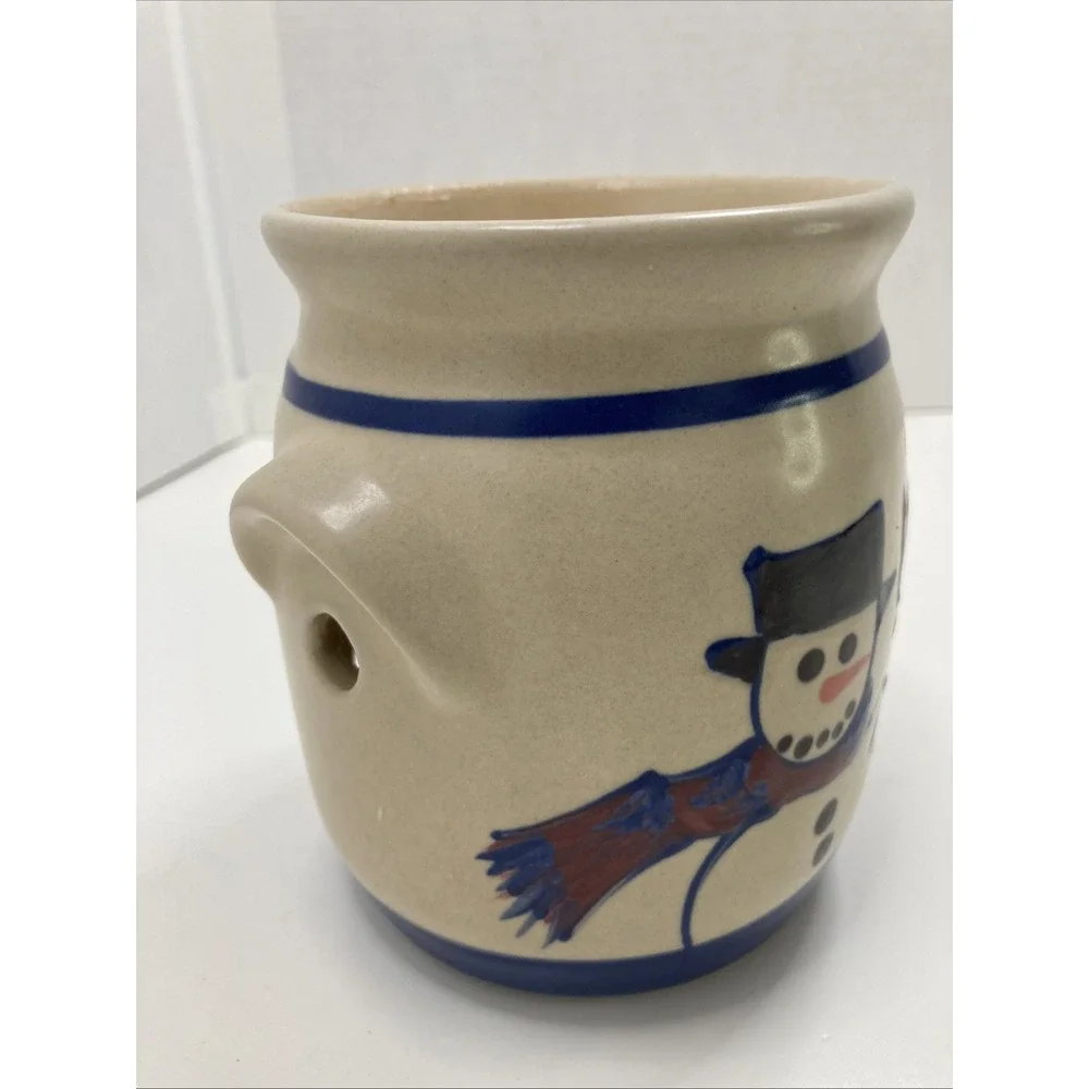 Vtg Olde Cape Cod Stoneware Pottery Snowman Warmer Wax‎ Melt Hand Painted Winter